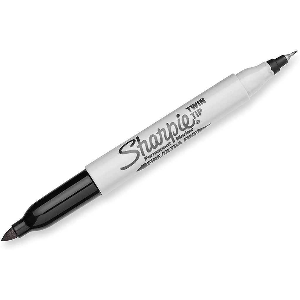 Black Twin Tip Permanent Markers 12 Count W9252