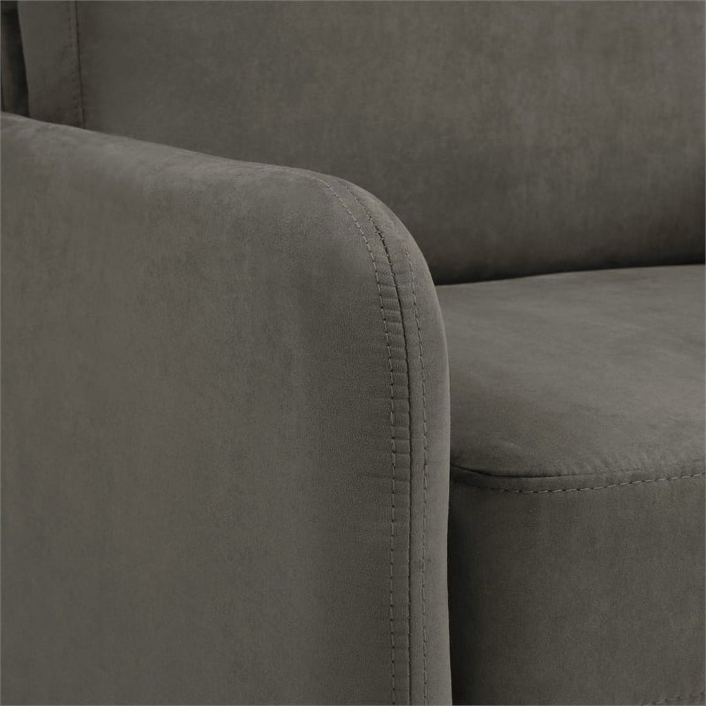 Charcoal Fabric Lounge Loveseat with Chrome Legs Y436913
