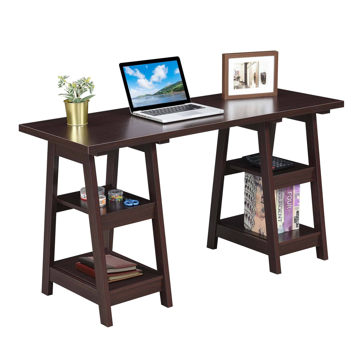 Pink Double Trestle Desk H1707