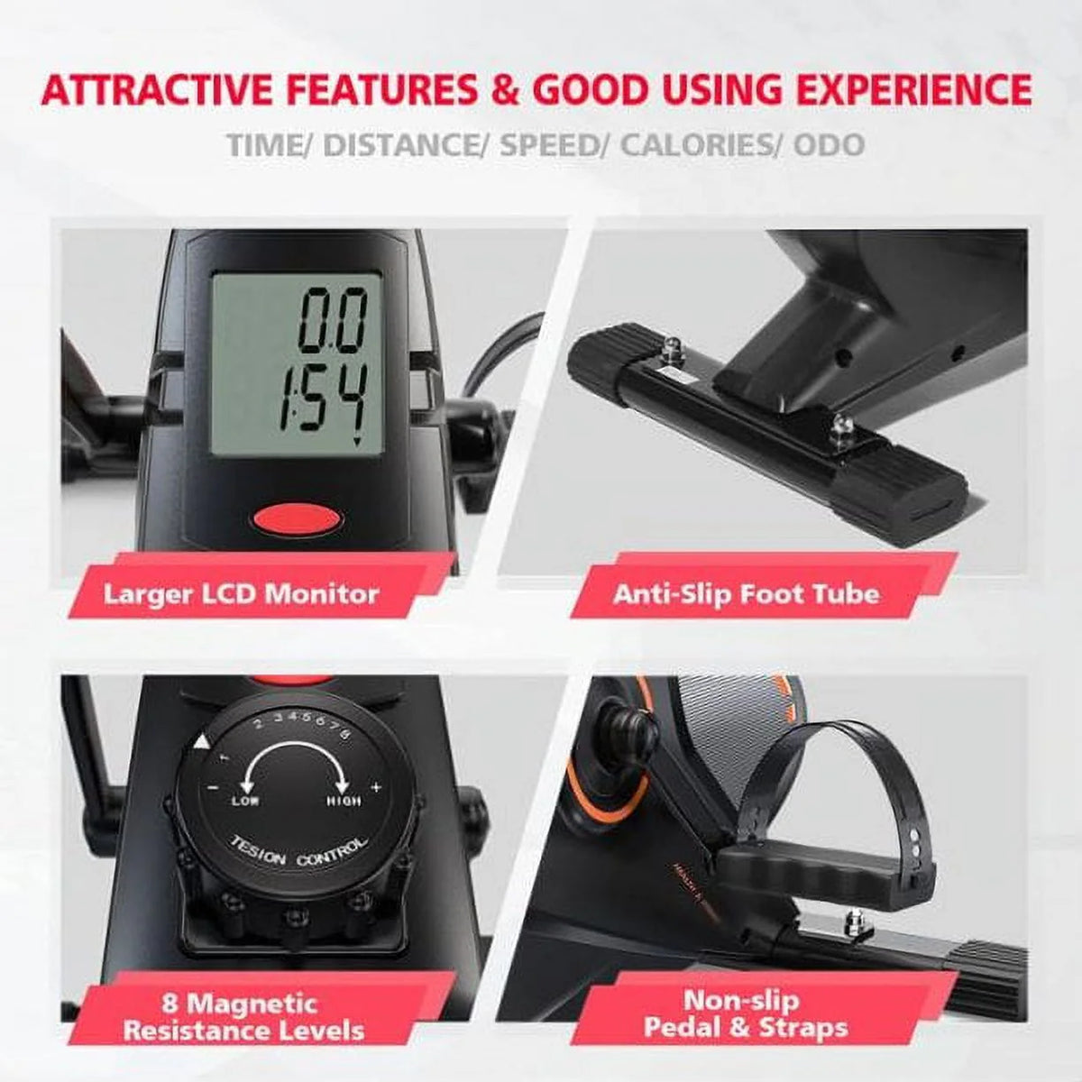Under Desk Mini Exercise Bike Portable Magnetic Pedal Exerciser F430