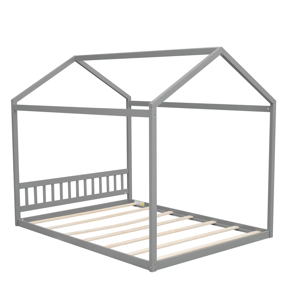 Queen Size Wood Tent Bed with Roof O81912