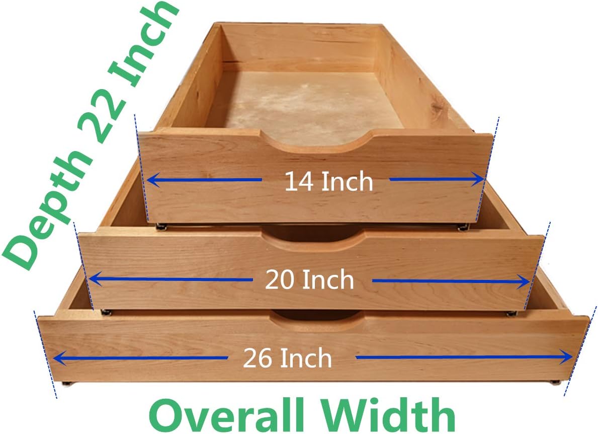 Soft Close Wooden Under Cabinet Pull Out Drawer Organizer (26 Inch) M140