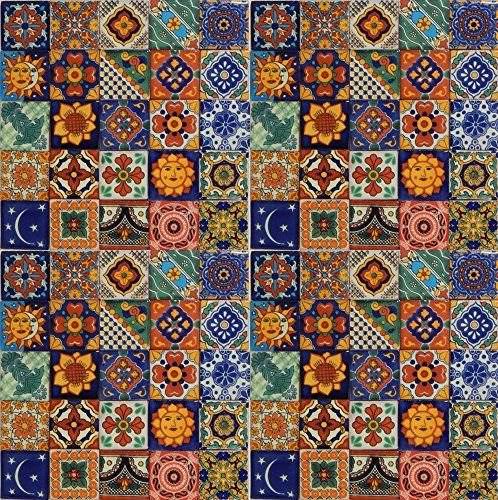 100 Hand Painted Talavera Mexican Tiles 2x2 L886884