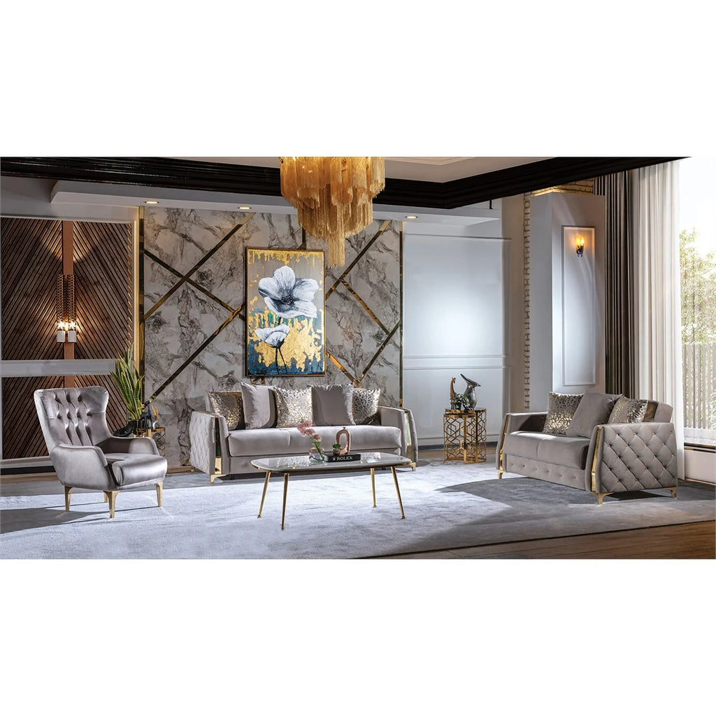 Taupe Sofa with Wood and Under-seat Storage W448
