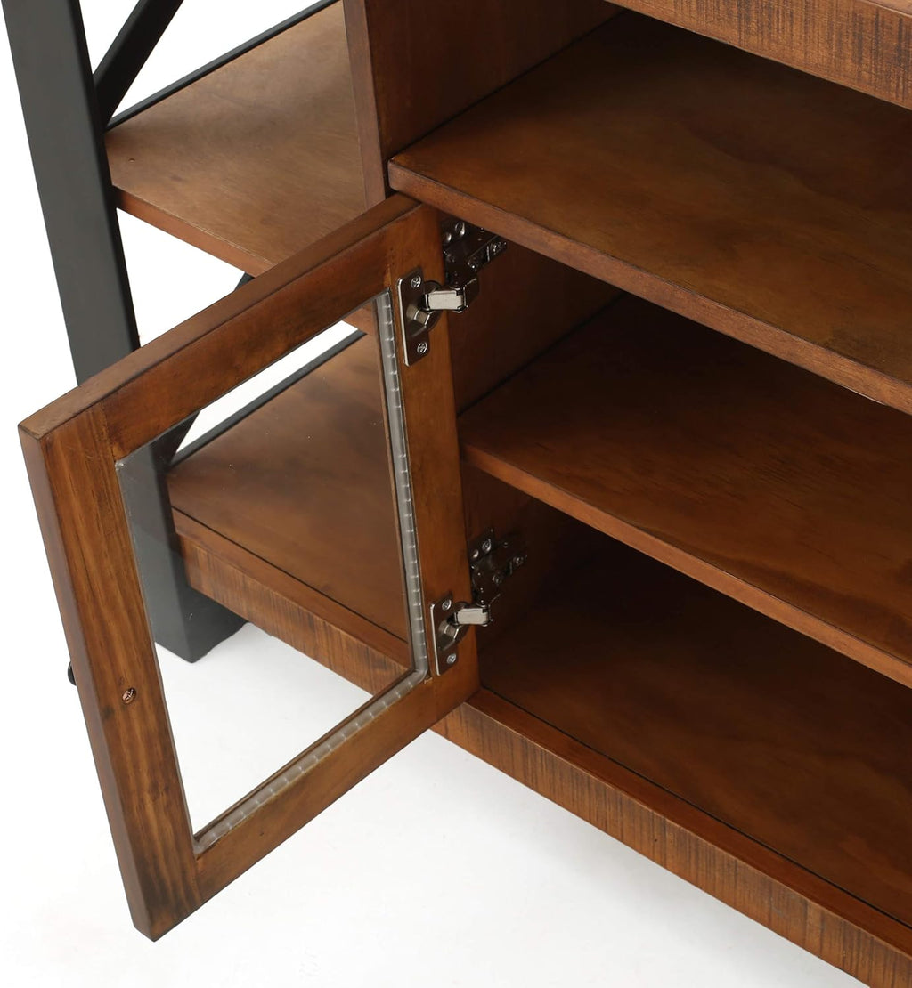 Natural Wood TV Console with Cabinets F9746
