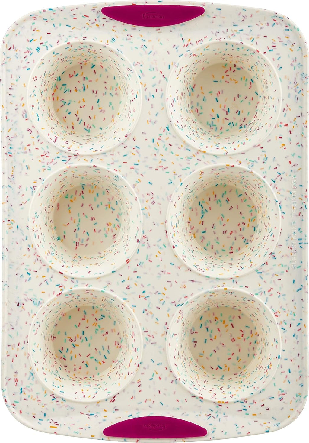 White Confetti 6 Cup Jumbo Muffin Pan Silicone Bakeware X4270