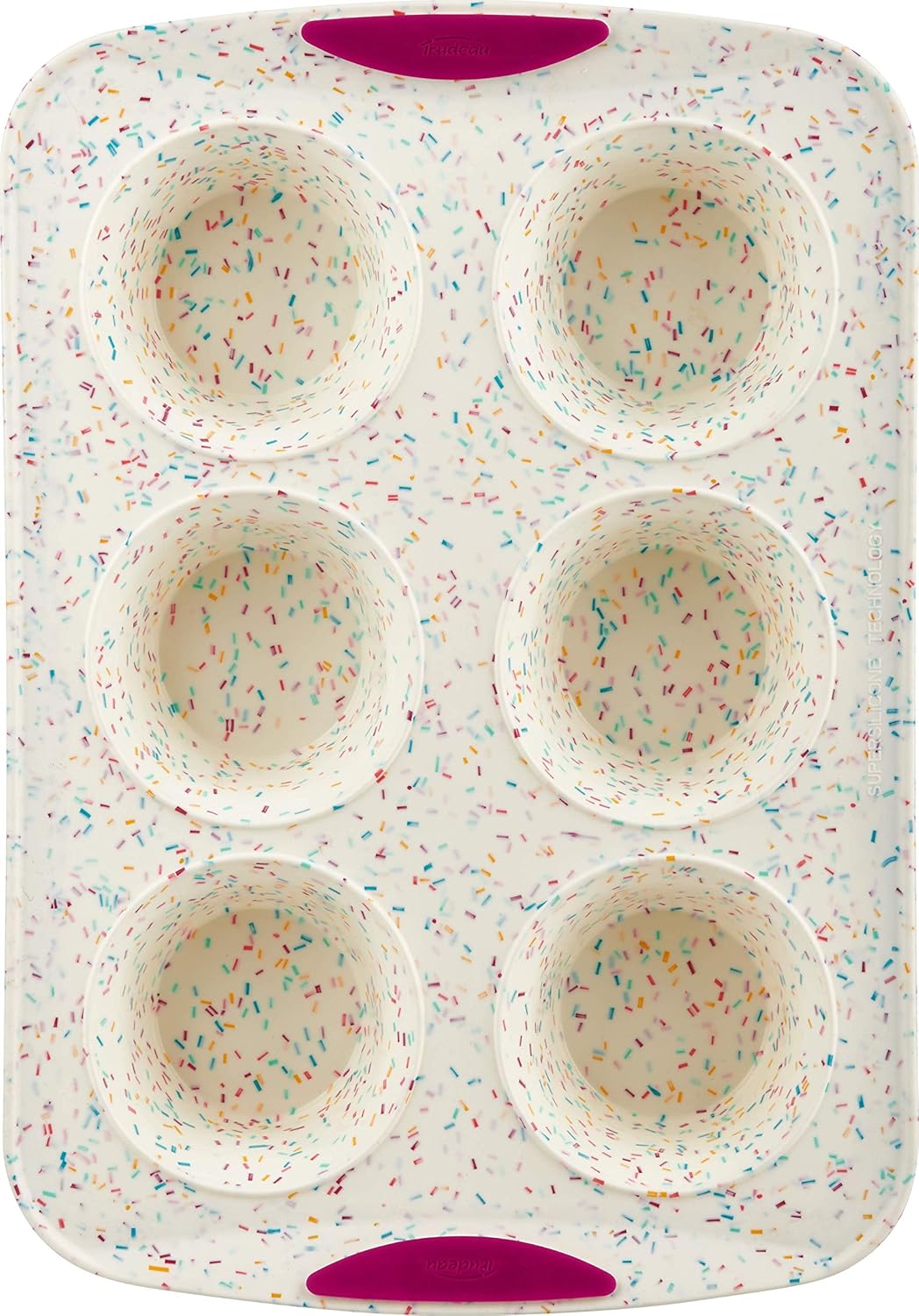 White Confetti 6 Cup Jumbo Muffin Pan Silicone Bakeware X4270