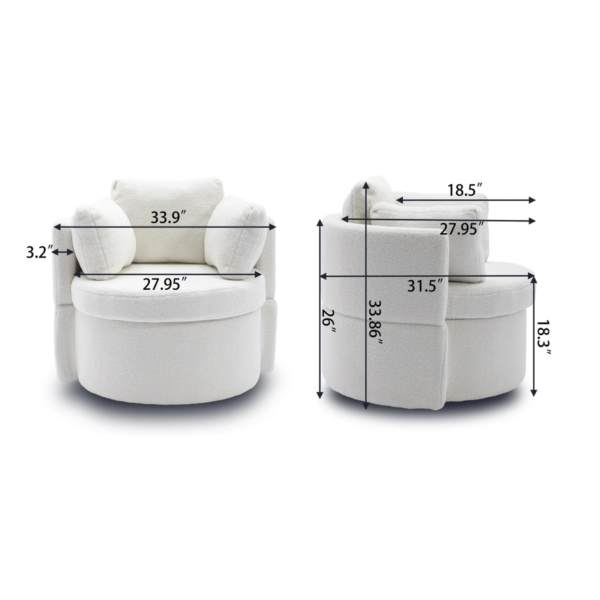 Ivory Swivel Storage Chair V2665