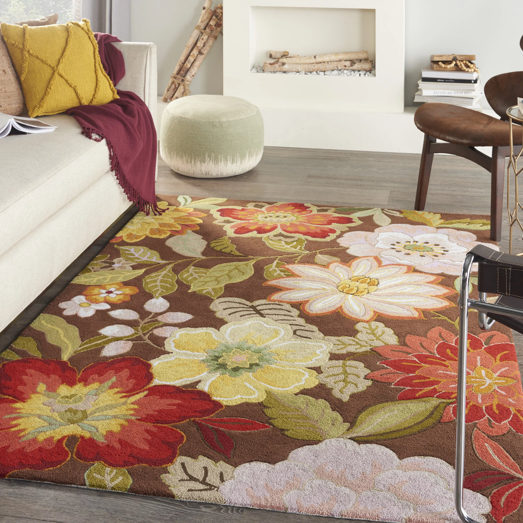 Floral Chocolate 5' x 7'6" Area Rug Y876711