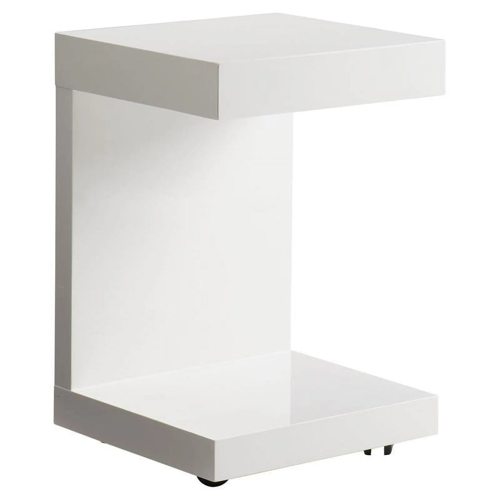 16" C-shaped End Table Set of 2 High Gloss White D8660