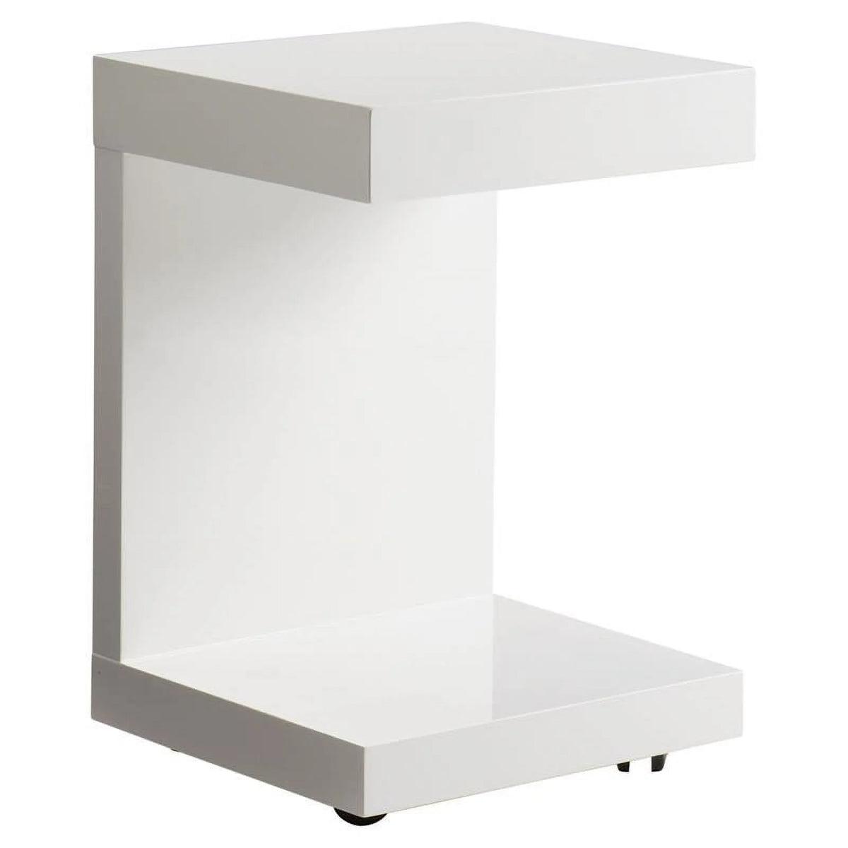 16" C-shaped End Table Set of 2 High Gloss White D8660