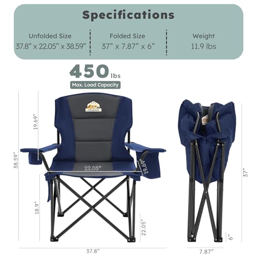 Oversized Red Folding Camping Chair Set of 2 with Carry Bag W5016