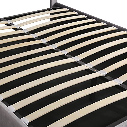 Queen Velvet Upholstered Storage Bed with LED Light B142728