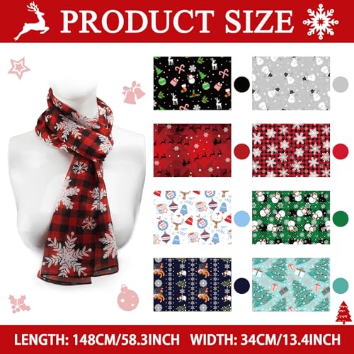 8 Pcs Soft Lightweight Christmas Scarf M247