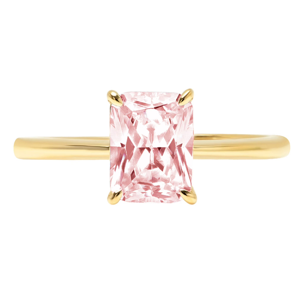 2.5ct Radiant Cut Pink Simulated Diamond 18k Yellow Gold Ring Size 10.5 J72438