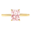 2.5ct Radiant Cut Pink Simulated Diamond 18k Yellow Gold Ring Size 10.5 J72438