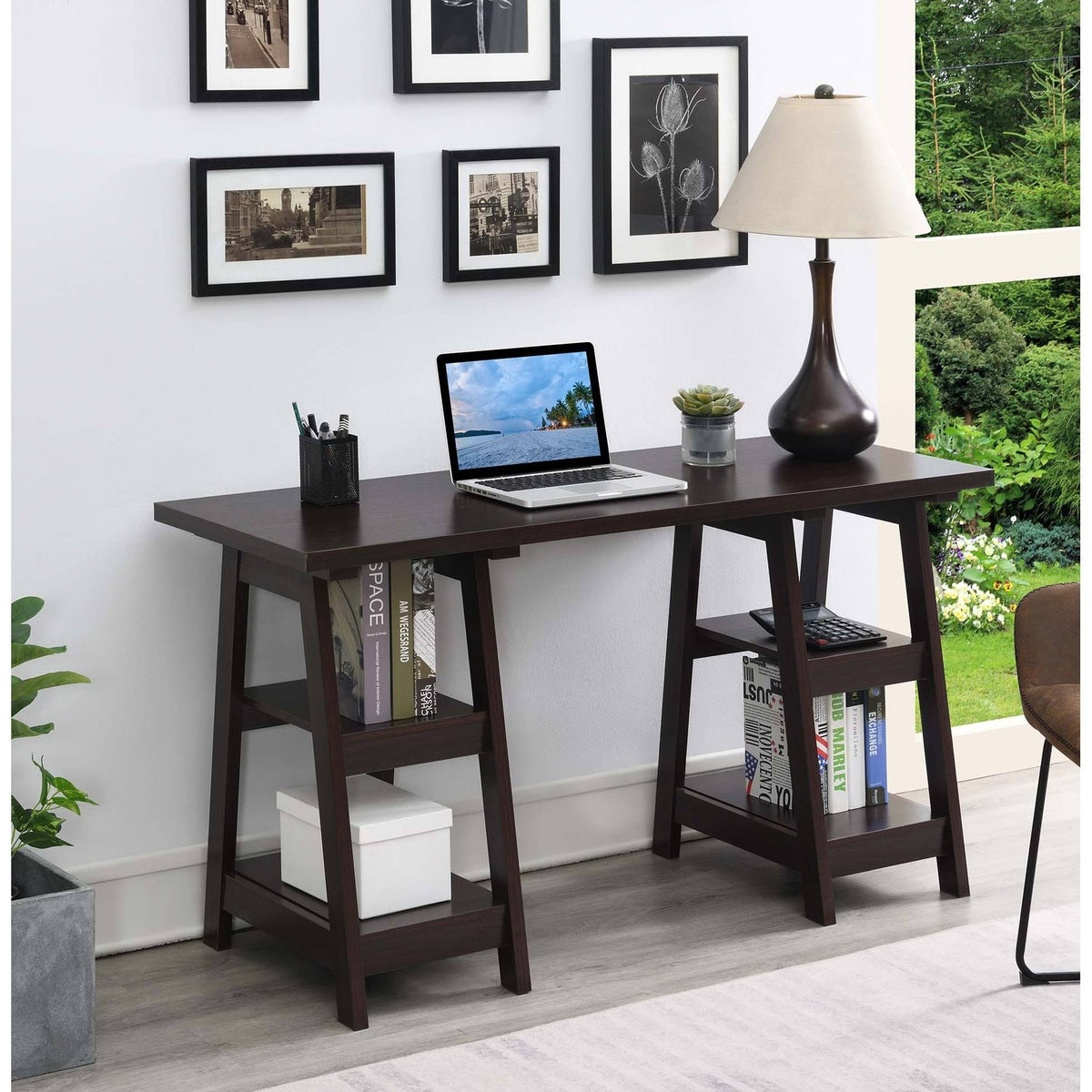 Pink Double Trestle Desk H1707