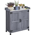 Wooden Garden Potting Bench Table with Cabinet V726