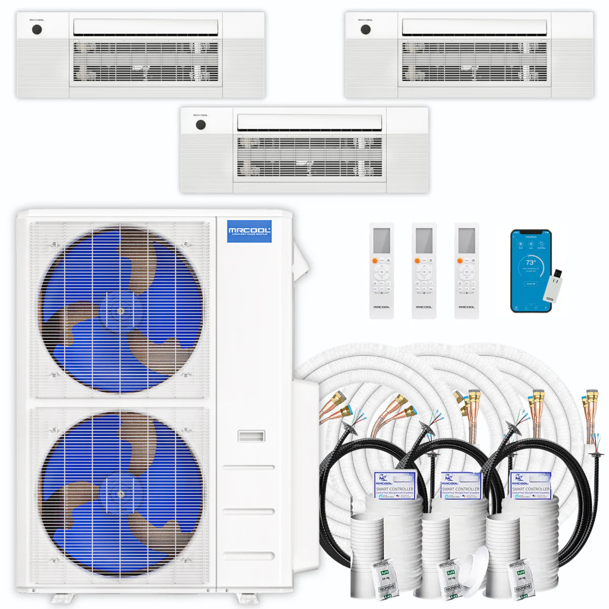 45,000 BTU 3 Zone Ceiling Cassette Ductless Air Conditioner and Heat Pump G290379