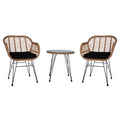 3 Piece Wicker Patio Conversation Set with Glass Side Table and Cushioned Chairs V867969
