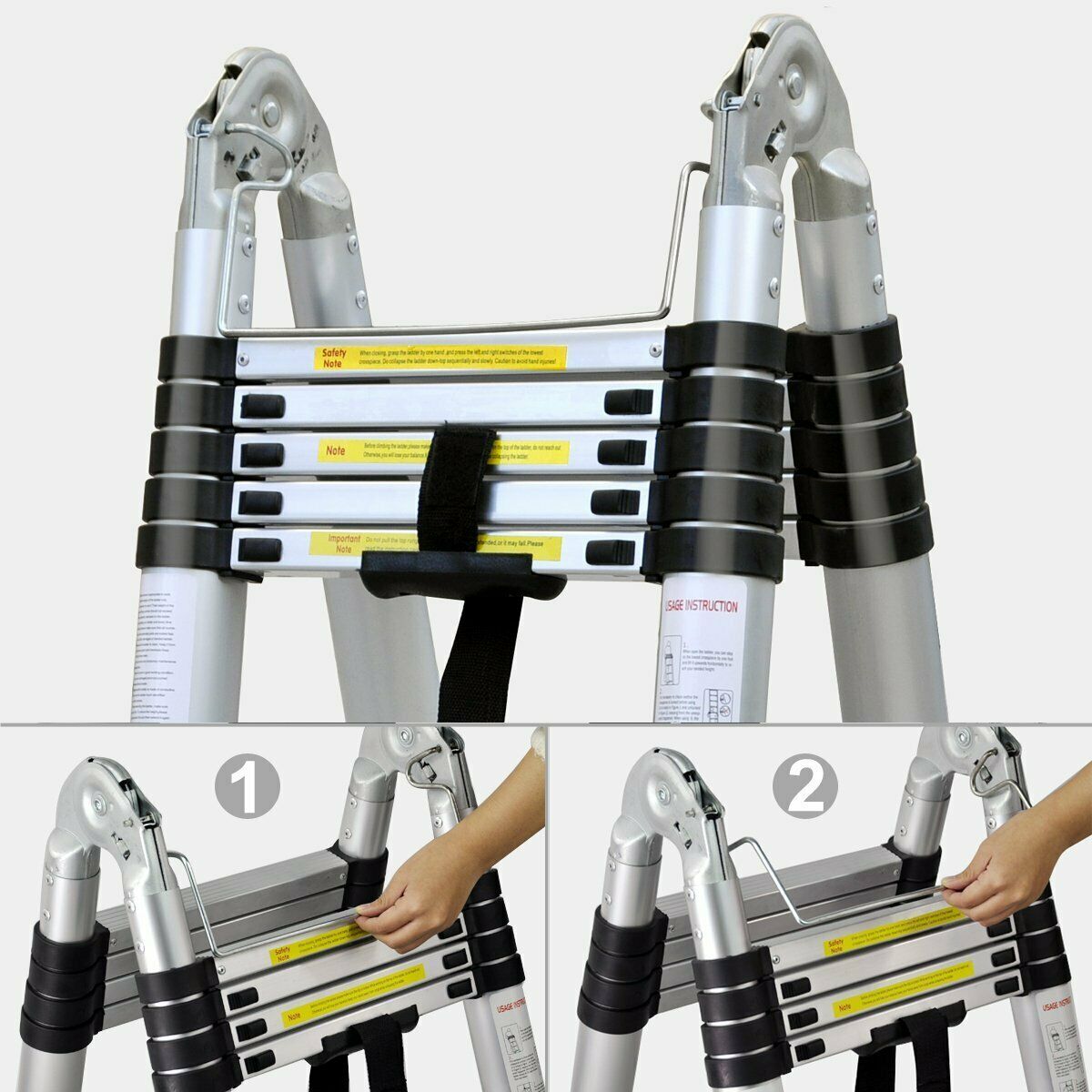 16.5FT Aluminum Telescoping Extension Ladder T2605