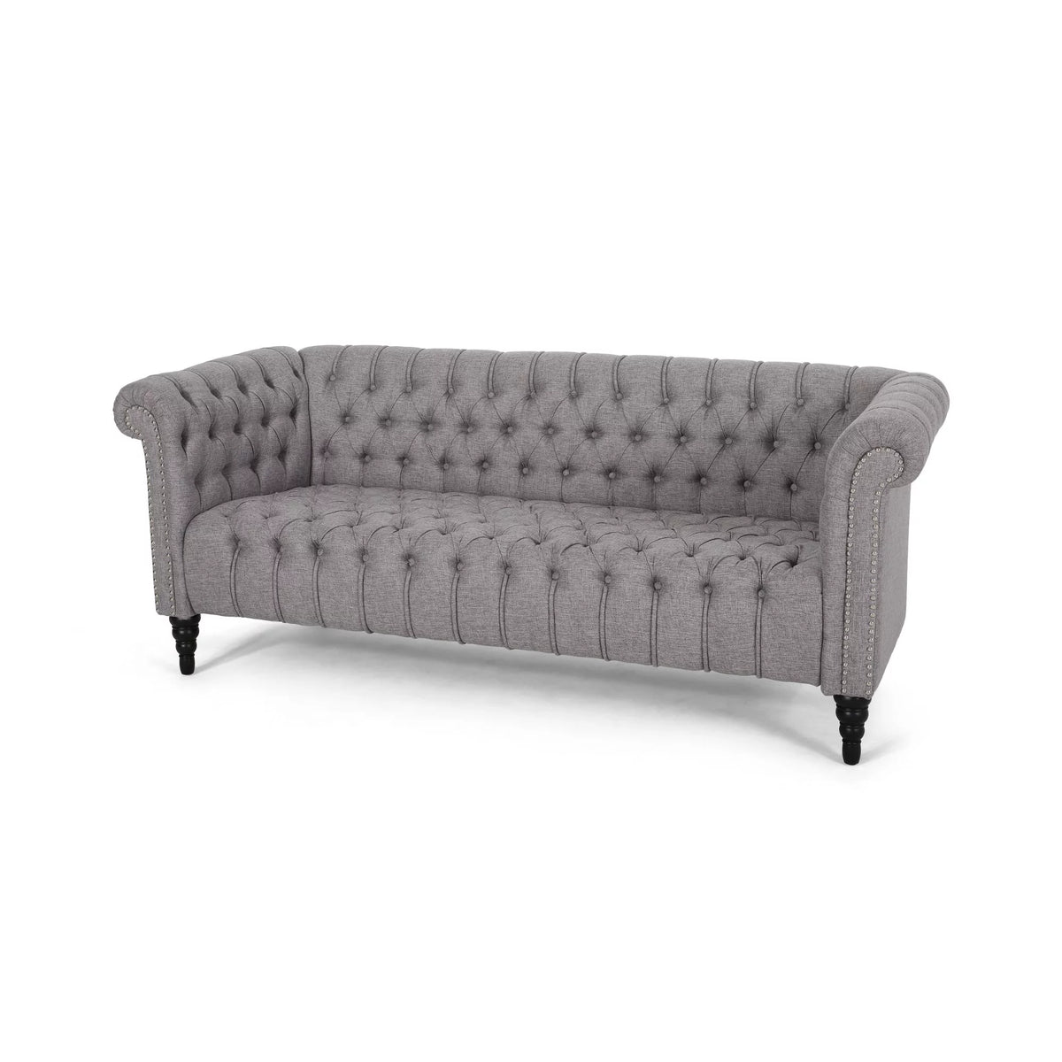 Grey Fabric Tufted 3 Seater Sofa V651