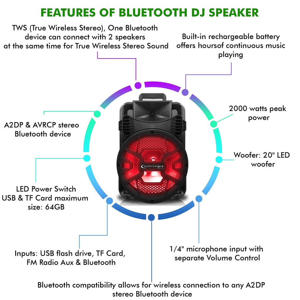Rechargeable Bluetooth LED Speaker with USB/SD Card & FM Radio F87247