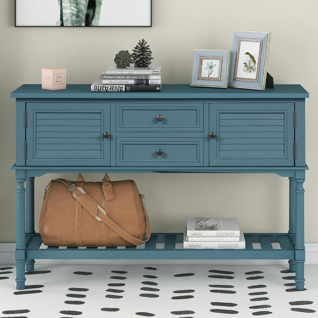 Light Green 6 Drawers Sideboard Cabinet with Bottom Shelf I61676