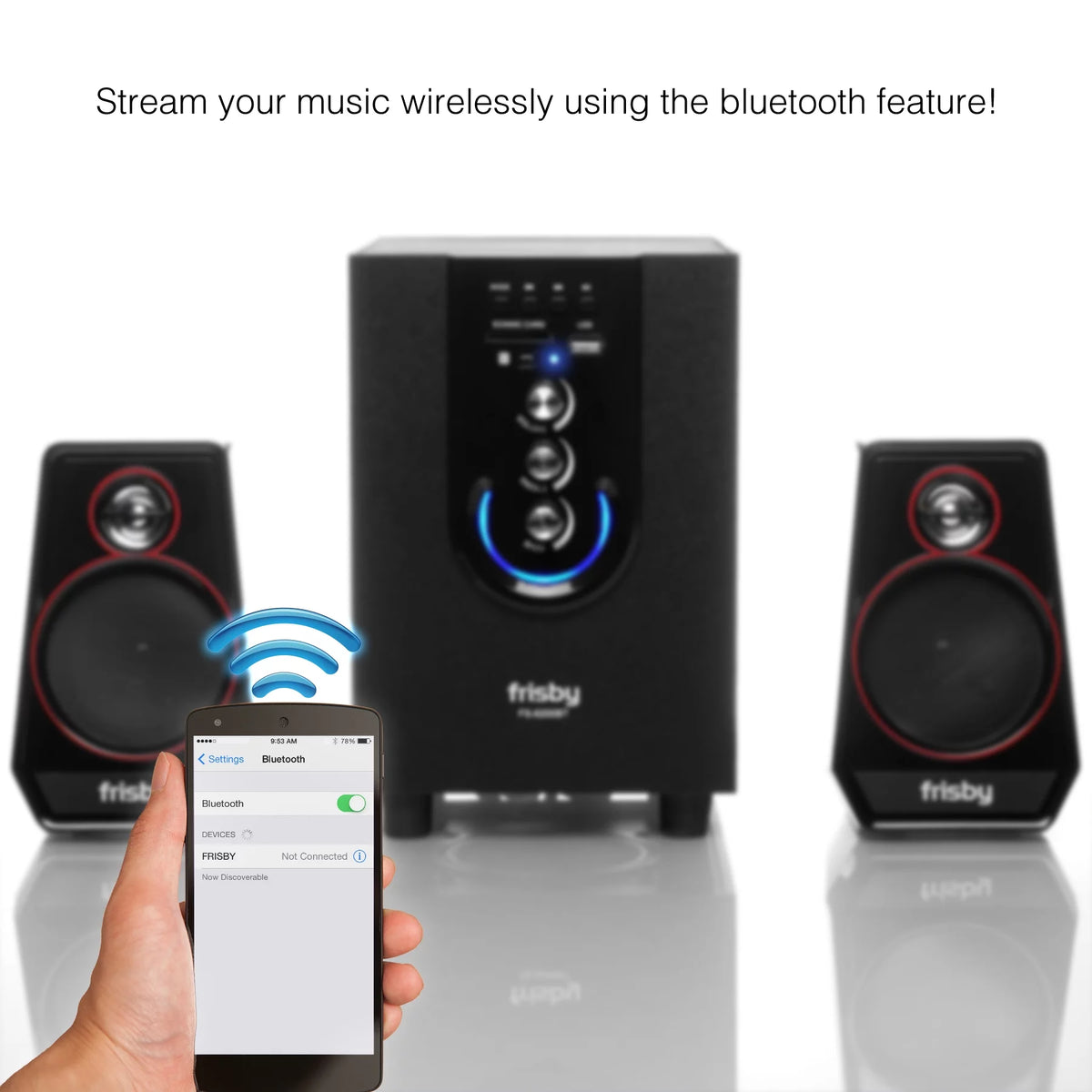 Bluetooth Wireless 2.1 CH Media Subwoofer Speaker System (3-Piece) O9754