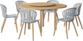 7-Piece Round Dining Set, Eucalyptus Wood, Brown M2819