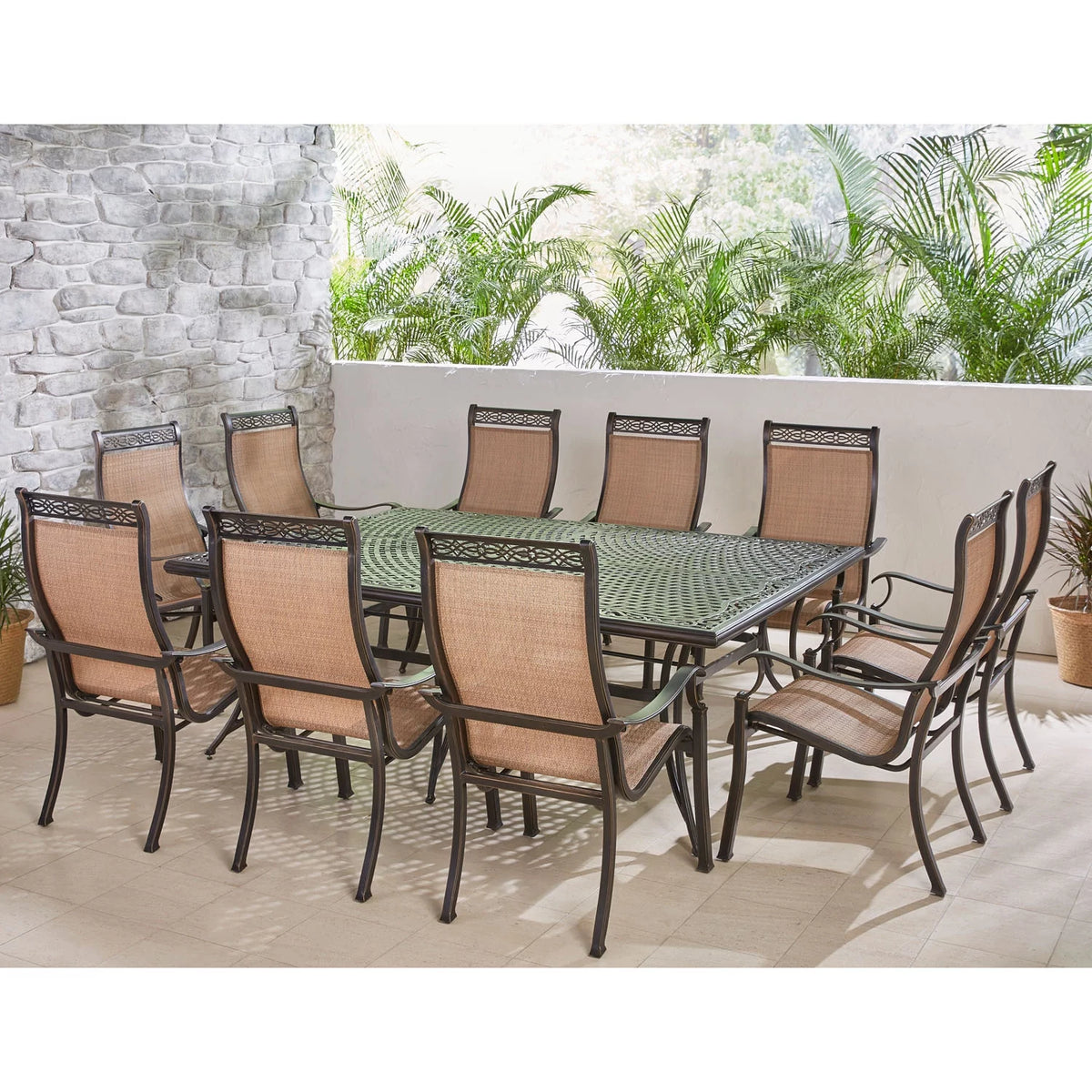 11-Piece Dining Set with 10 Sling Chairs and 60" x 84" Dining Table S483