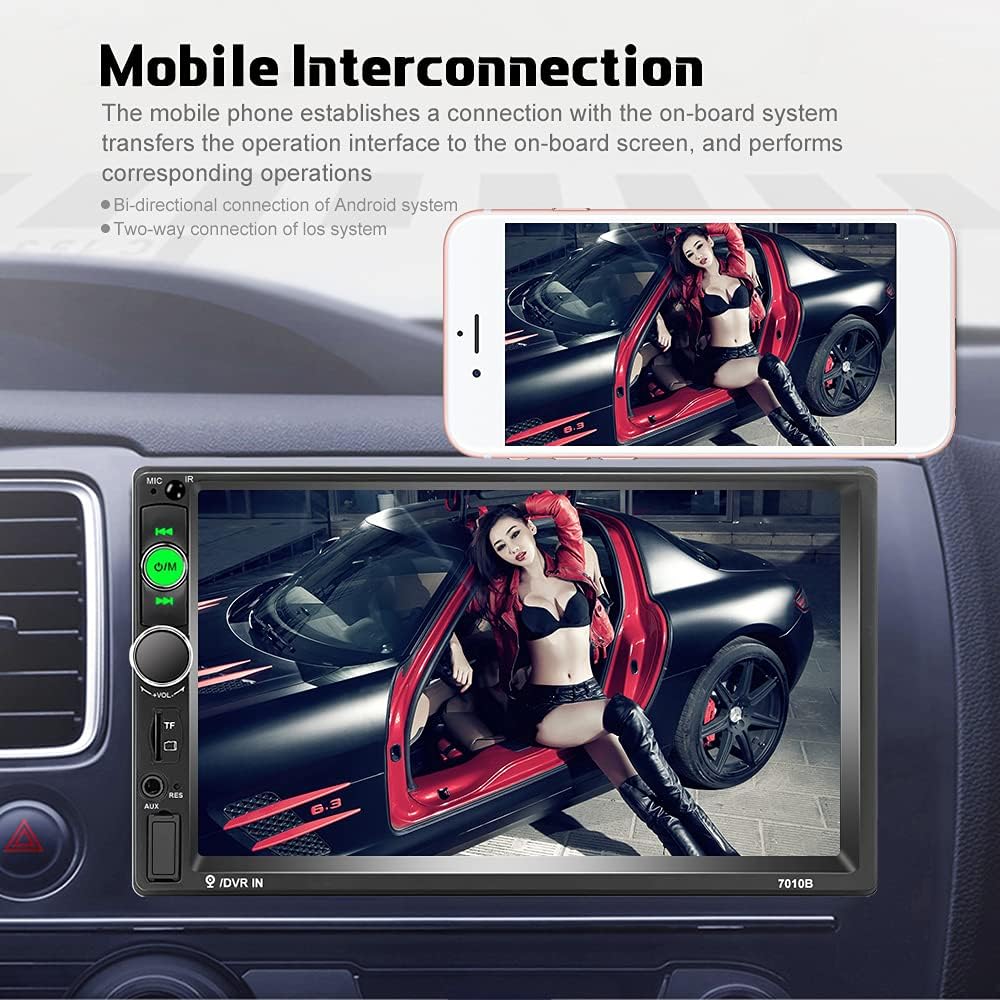 7 Inch Double Din Touchscreen Car Stereo with Bluetooth and Backup Camera Q1168