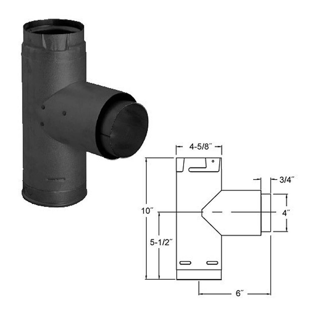 4 inch PelletVent Pro Adaptor Tee Black W68376