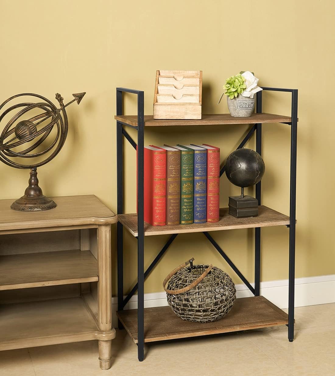Solid Wood 3 Tier Bookshelf Storage Rack D990