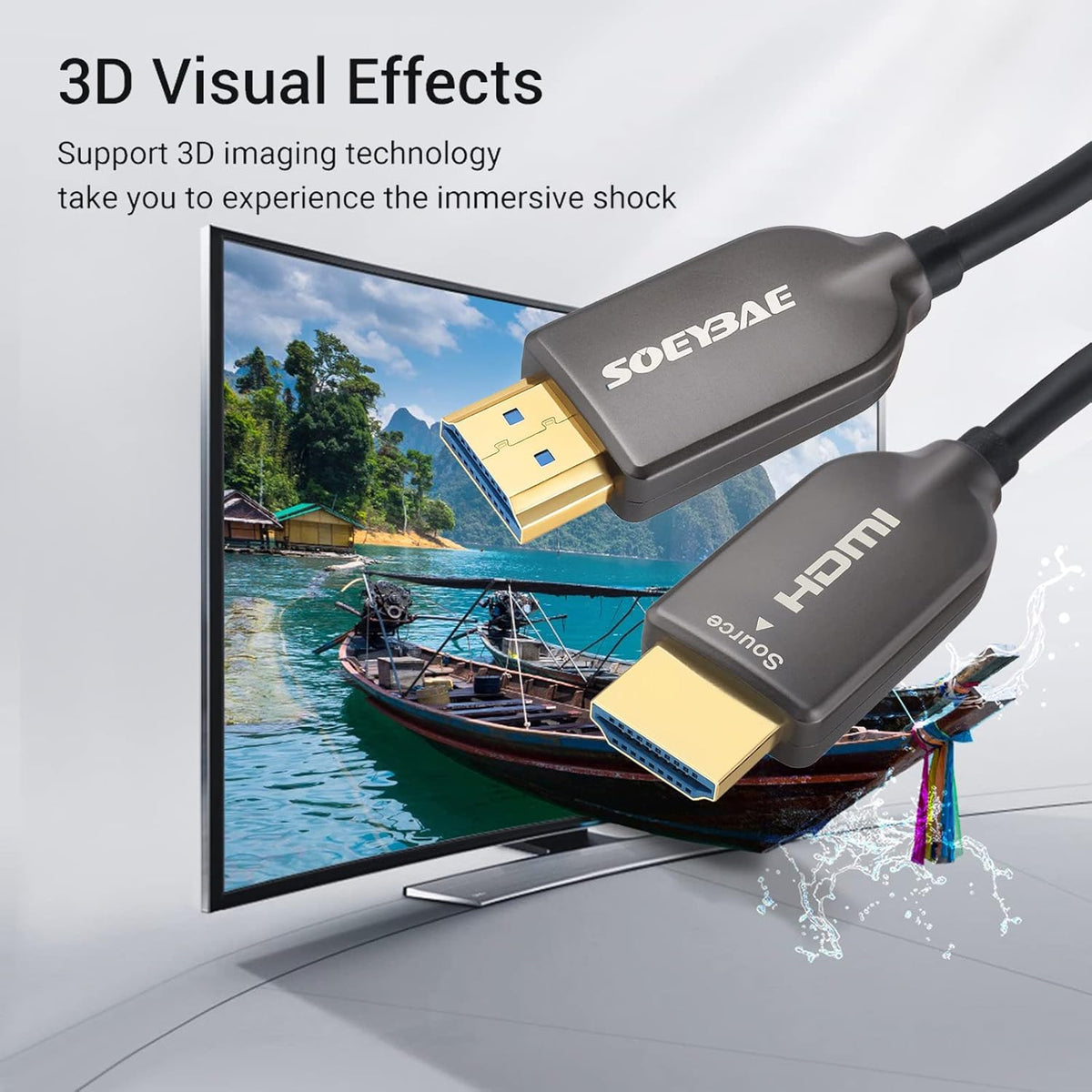 HDMI Fiber Optic Cable 4K@60Hz 18Gbps ARC 3D 164ft/50M A183773