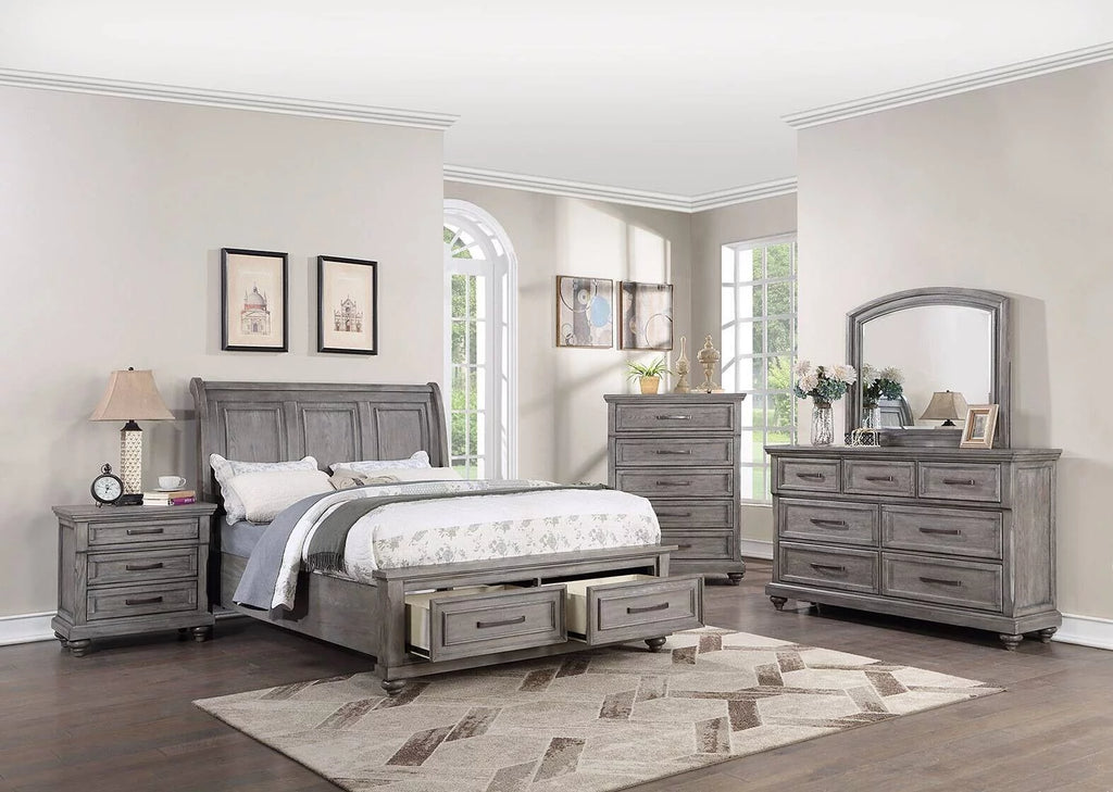 Queen Size Sleigh Bed with Drawers C661281