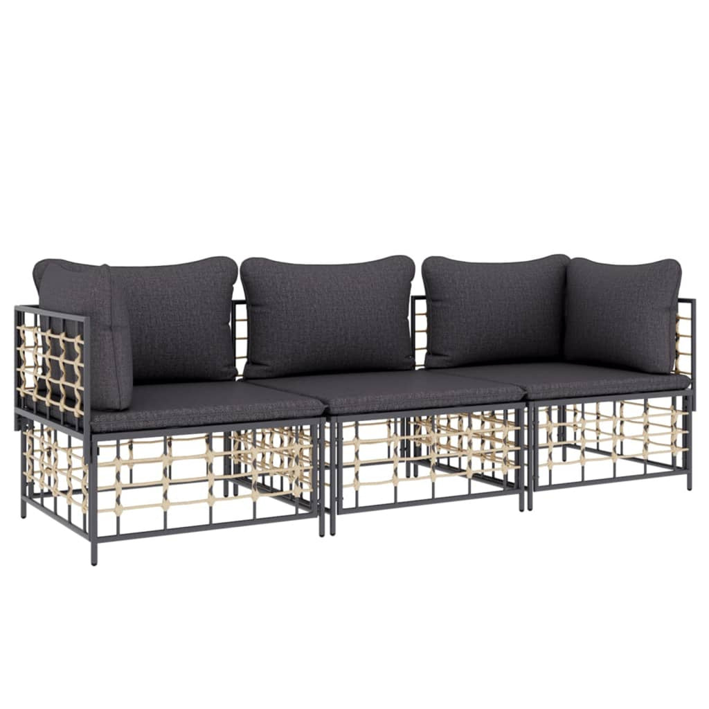3 Piece Anthracite Poly Rattan Outdoor Patio Furniture Set K531604
