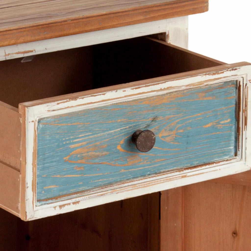 Rustic Multi-Color Wood 1-Drawer 1-Door End Table A39227