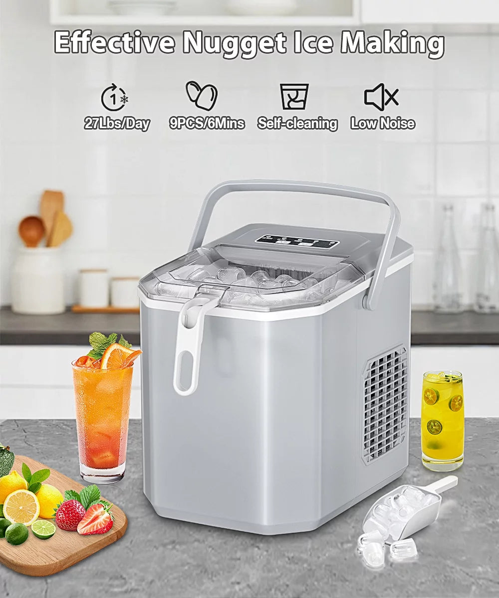 Black Countertop Ice Maker with Ice Scoop and Basket I192116