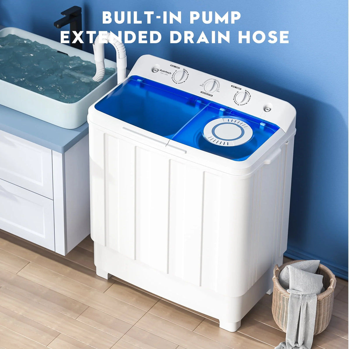 Portable 28lbs Twin Tub Compact Semi-Automatic Washer Spinner Combo O976