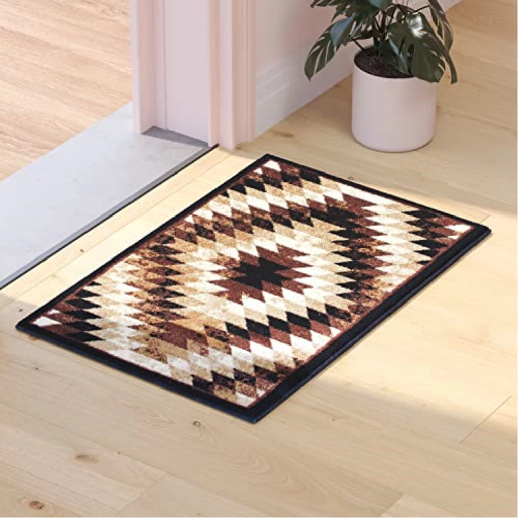 Black Beige Brown Rectangular Area Rug 2' x 3' N5373