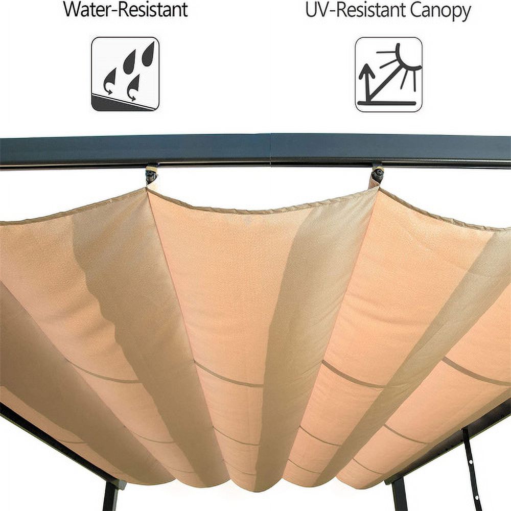 Beige Aluminum Retractable Pergola with Sun Shade Canopy D567468