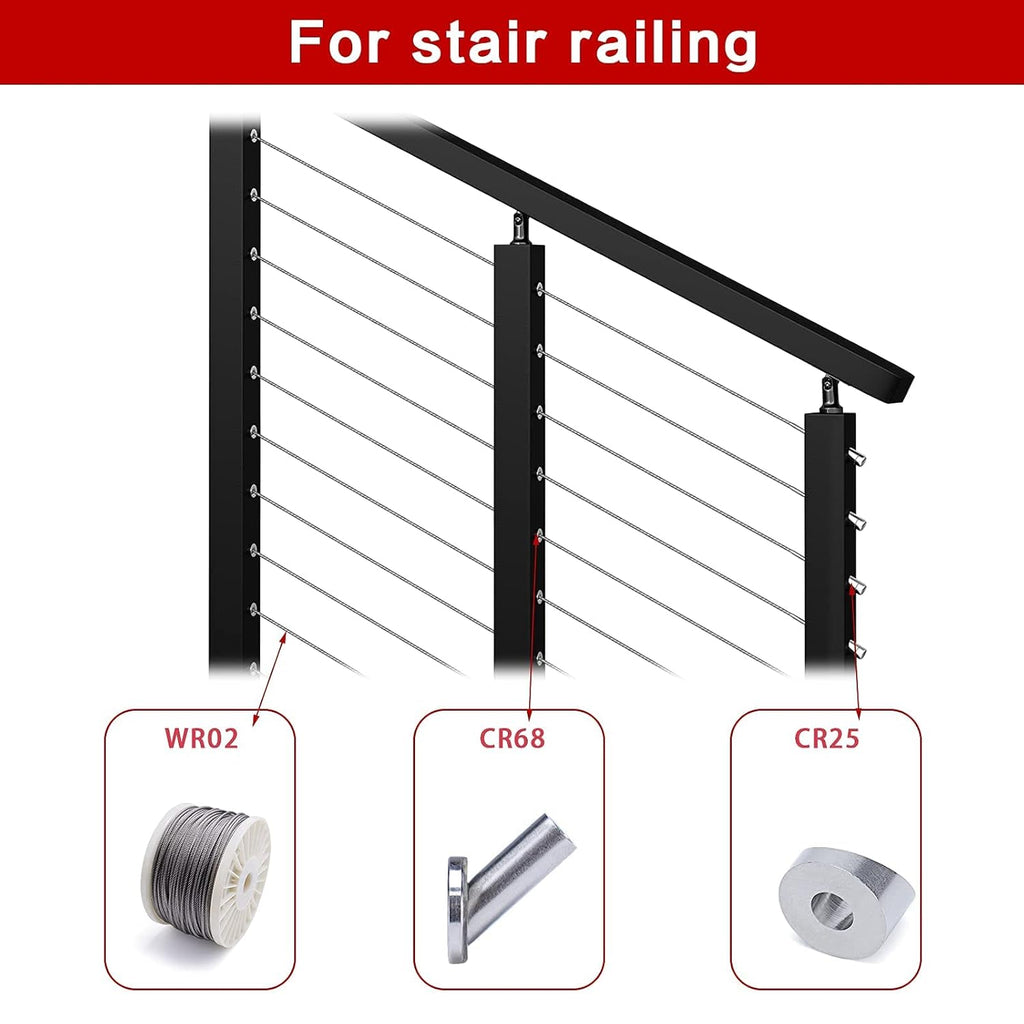 20Pack 1/8 Cable Railing Kit T316 Stainless Steel Terminal P42109