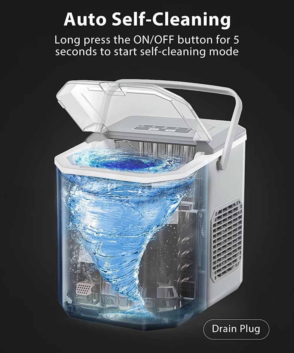 Black Countertop Ice Maker with Ice Scoop and Basket I192116