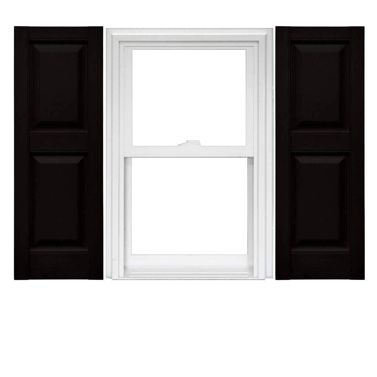 Black Raised Panel Vinyl Shutter, 1 Pair, 14.75 x 59 Q923