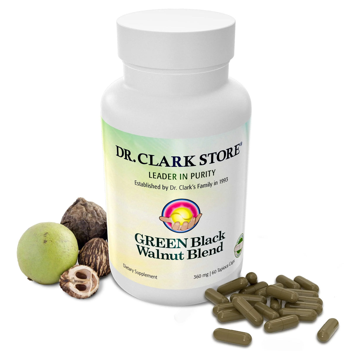 Green Black Walnut Dietary Supplement, 360mg, 60 Tapioca Capsules J123899