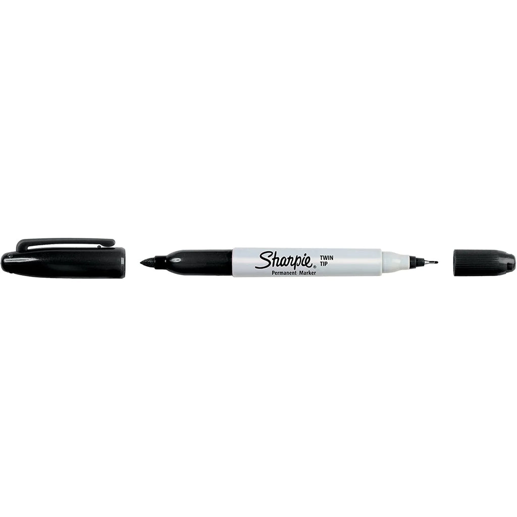 Black Twin Tip Permanent Markers 12 Count W9252