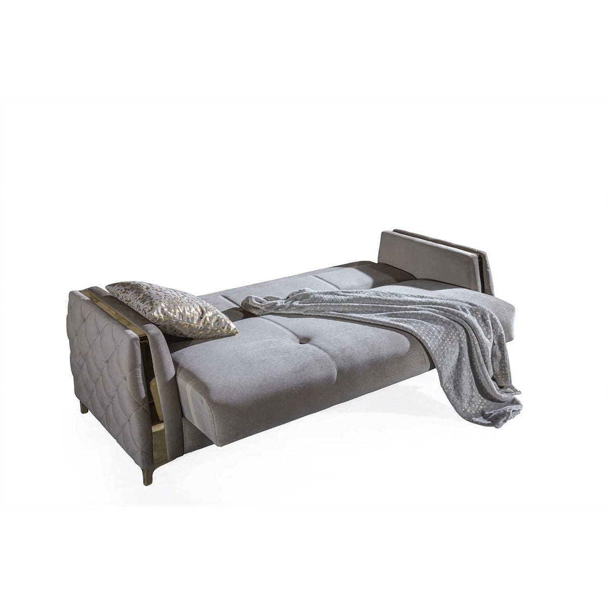 Taupe Sofa with Wood and Under-seat Storage W448