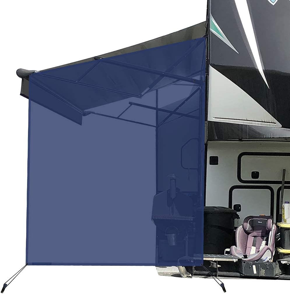 9'X7' Blue Mesh RV Awning Sun Shade Screen Q613