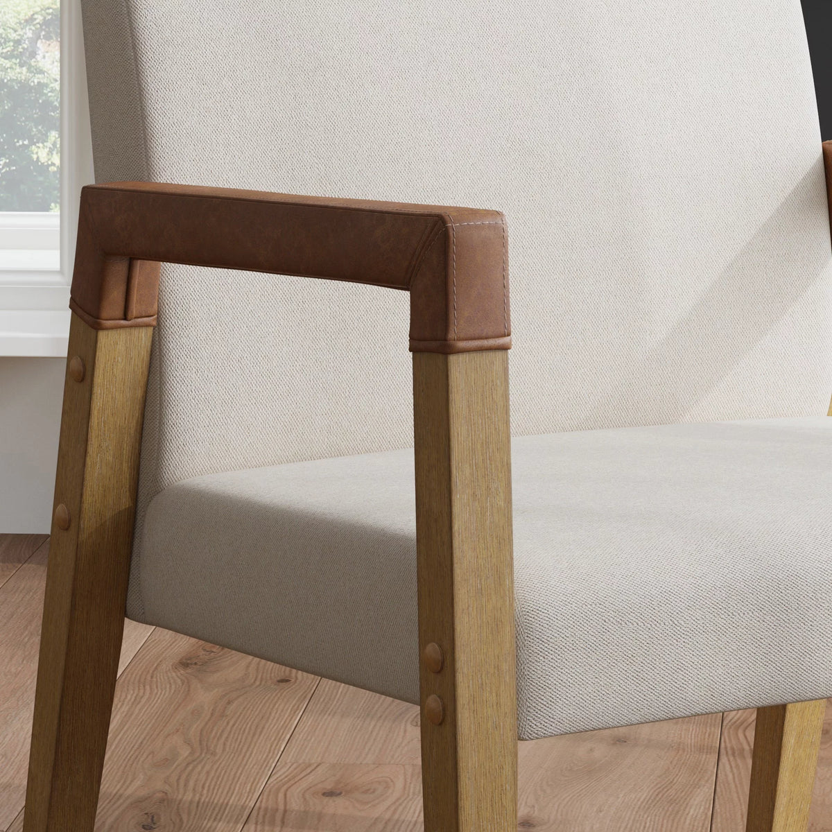 Natural Flax Upholstered Accent Chair with Arms X3103